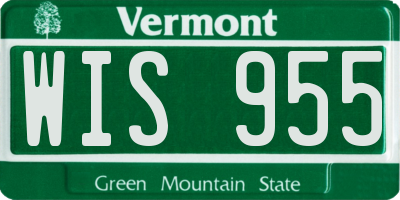 VT license plate WIS955