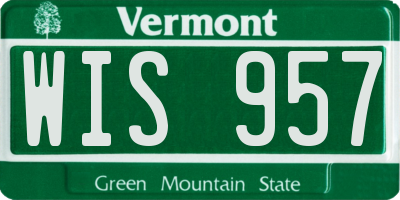 VT license plate WIS957