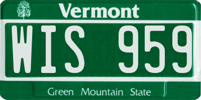 VT license plate WIS959