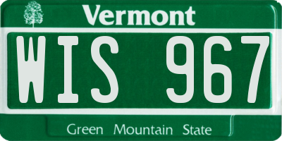 VT license plate WIS967