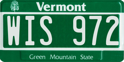 VT license plate WIS972