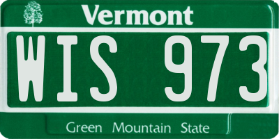 VT license plate WIS973