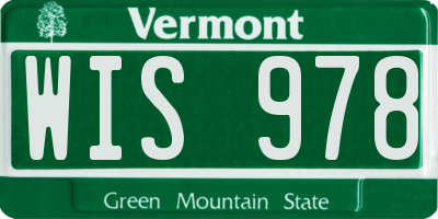VT license plate WIS978