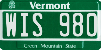 VT license plate WIS980