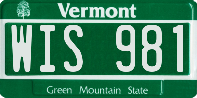 VT license plate WIS981