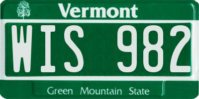 VT license plate WIS982