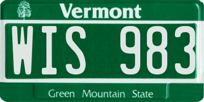VT license plate WIS983
