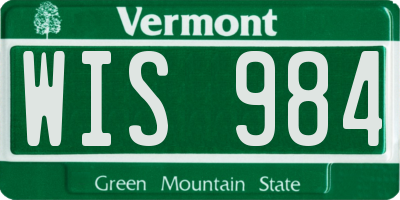VT license plate WIS984