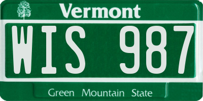 VT license plate WIS987
