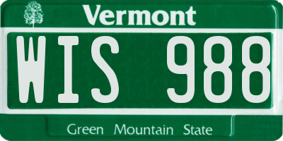 VT license plate WIS988
