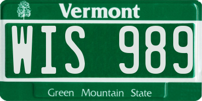 VT license plate WIS989