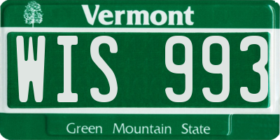 VT license plate WIS993