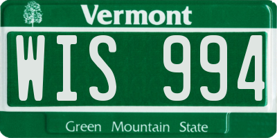 VT license plate WIS994