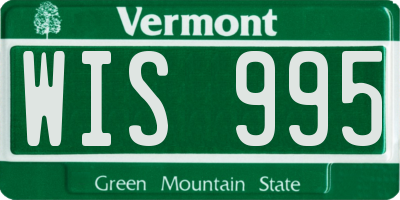 VT license plate WIS995