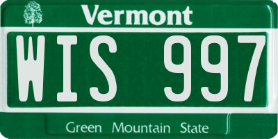 VT license plate WIS997