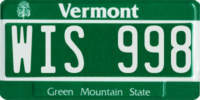 VT license plate WIS998