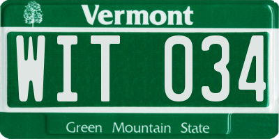 VT license plate WIT034
