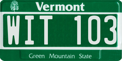 VT license plate WIT103
