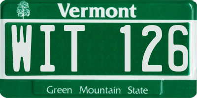 VT license plate WIT126