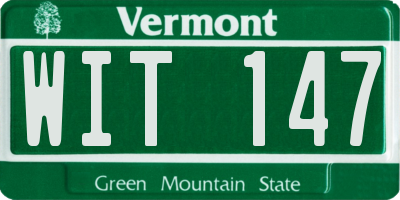 VT license plate WIT147