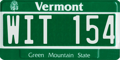 VT license plate WIT154