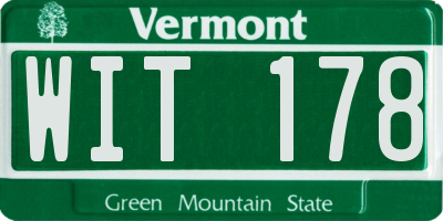 VT license plate WIT178