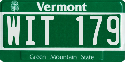 VT license plate WIT179