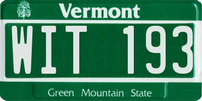 VT license plate WIT193
