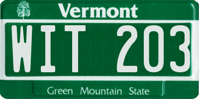 VT license plate WIT203