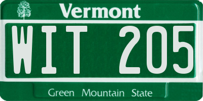 VT license plate WIT205