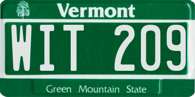 VT license plate WIT209