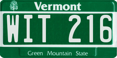 VT license plate WIT216