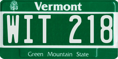VT license plate WIT218