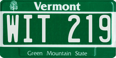 VT license plate WIT219