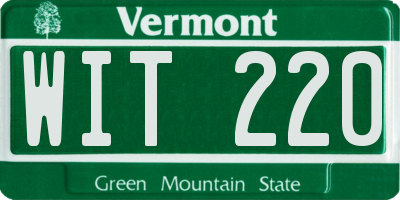 VT license plate WIT220