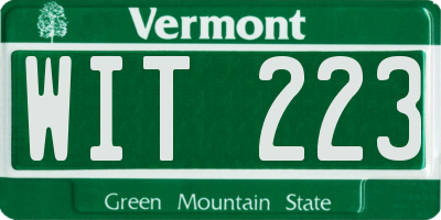 VT license plate WIT223