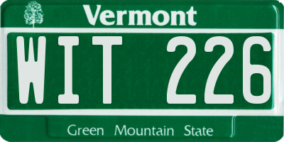 VT license plate WIT226