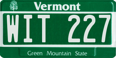 VT license plate WIT227