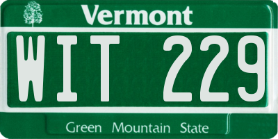 VT license plate WIT229