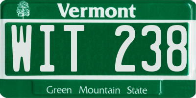 VT license plate WIT238