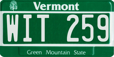 VT license plate WIT259