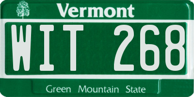 VT license plate WIT268