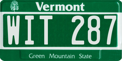 VT license plate WIT287
