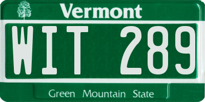 VT license plate WIT289