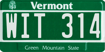 VT license plate WIT314