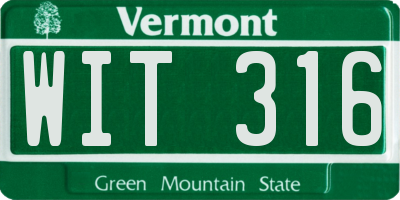 VT license plate WIT316