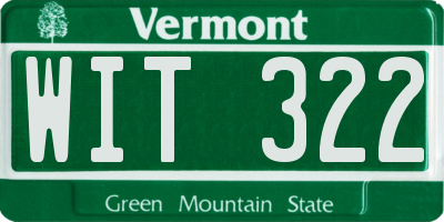 VT license plate WIT322