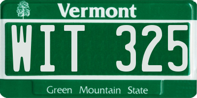 VT license plate WIT325