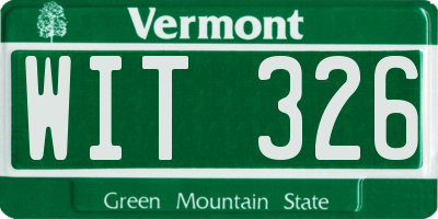 VT license plate WIT326