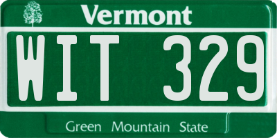 VT license plate WIT329